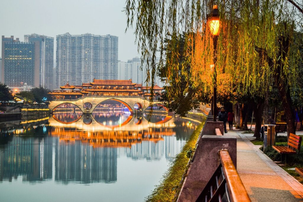 Temple Bridge in Chengdu, China