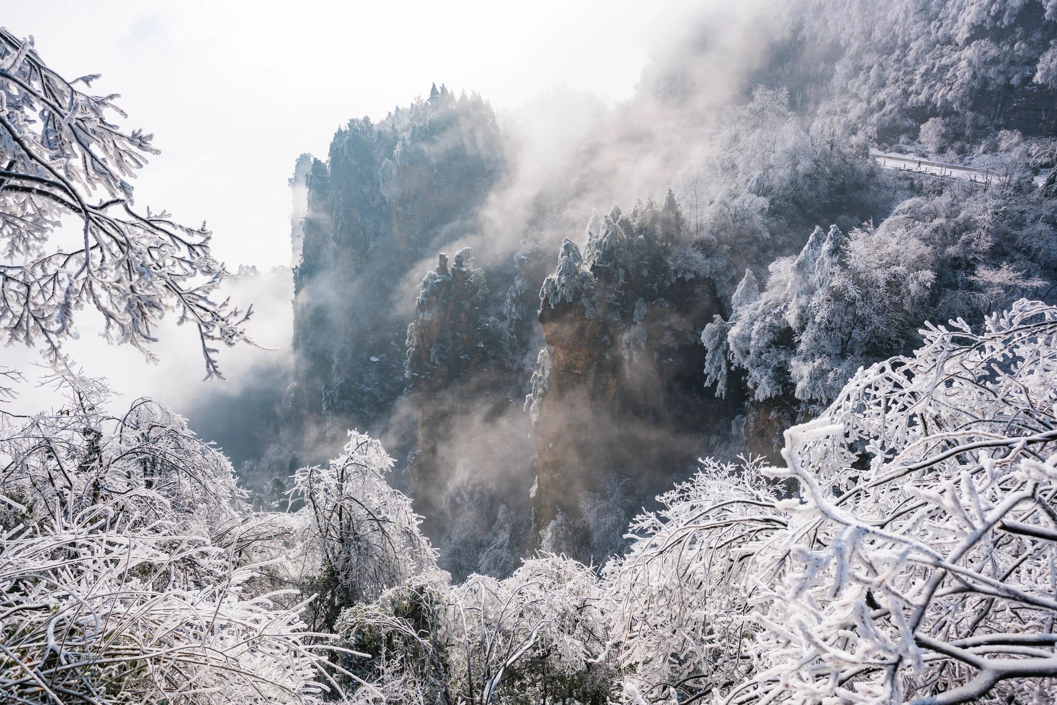 Zhangjiajie mountain landscape in winter