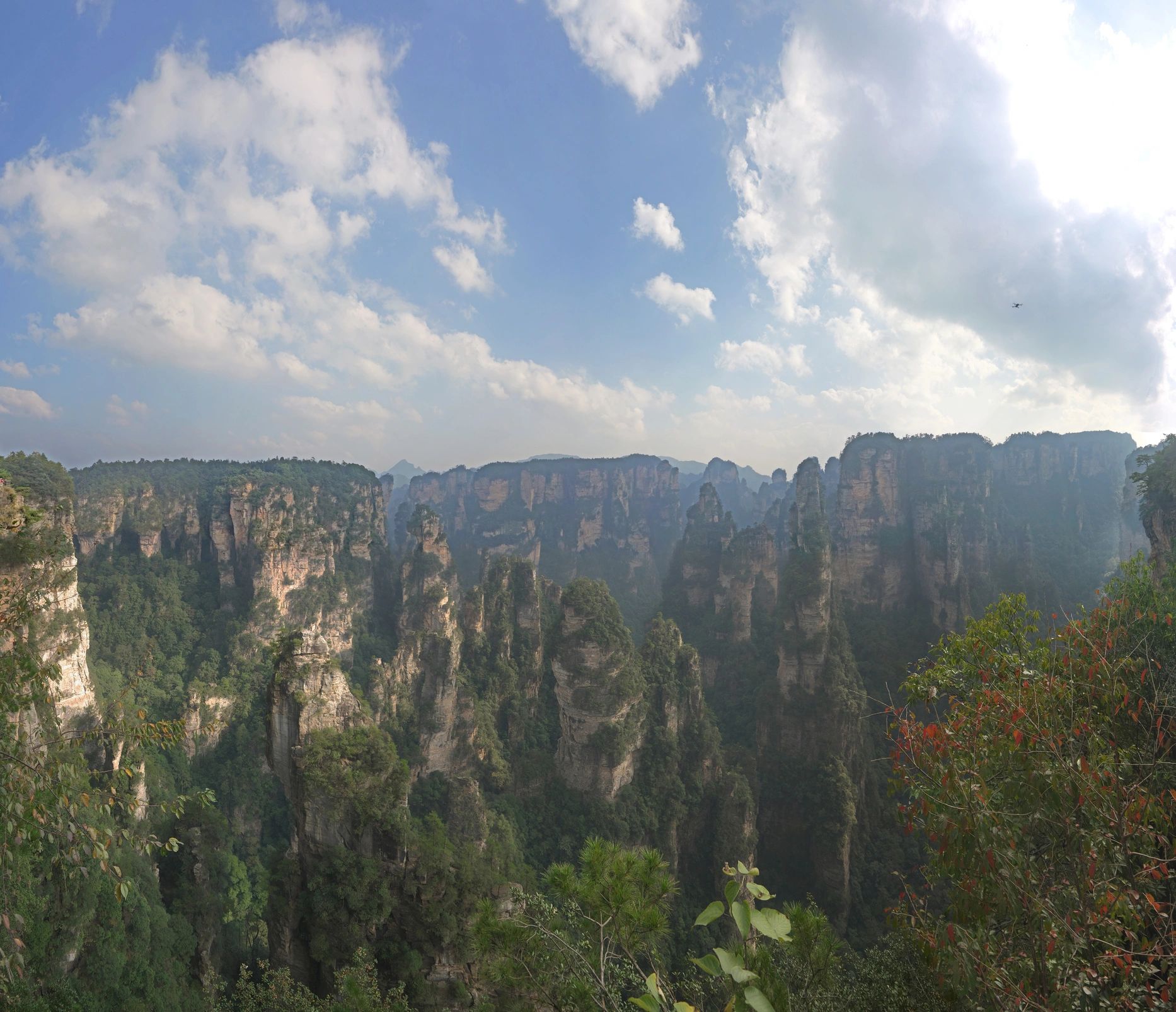 Zhangjiajie mountain pillars in autumn